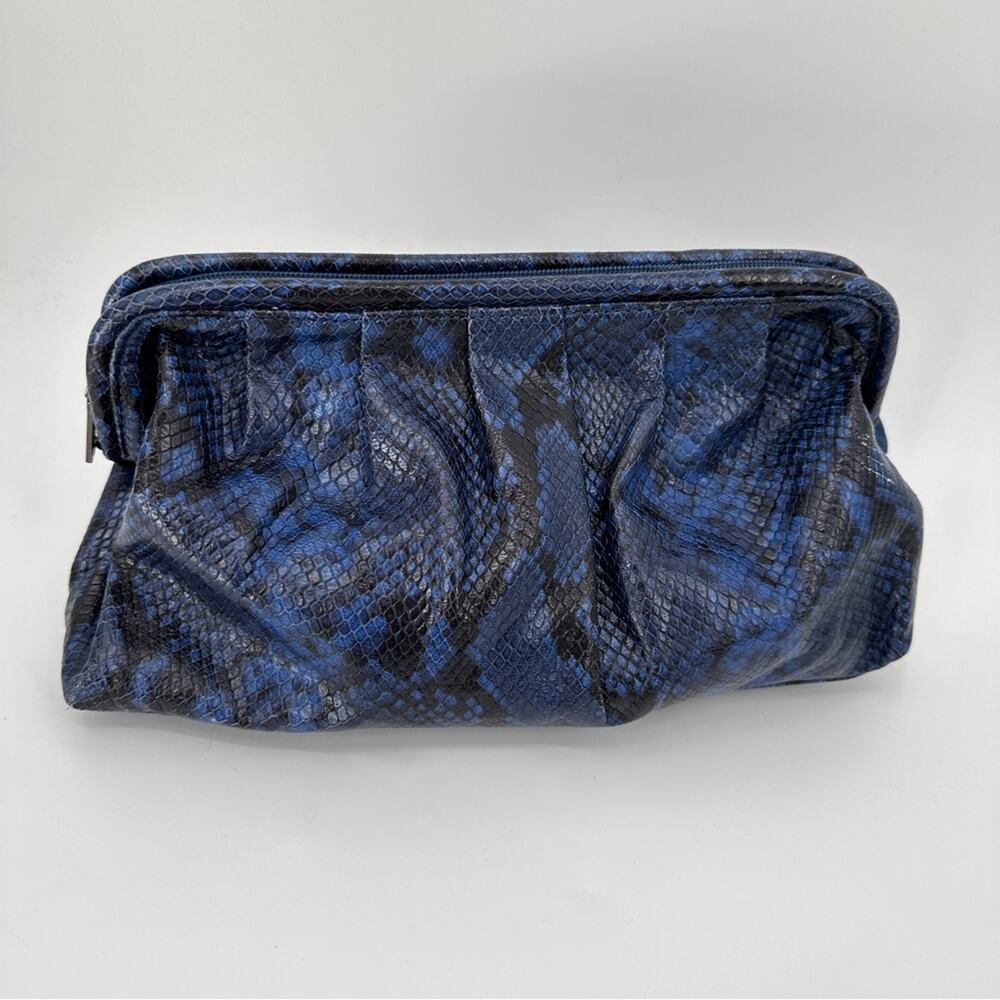 Clemente Vintage Blue Snake Leather Clutch